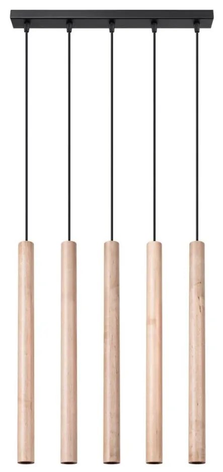 Sollux SL.1269 - Lampadario a sospensione con filo PASTELO 5xG9/8W/230V legno