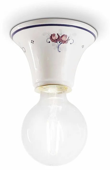 Plafoniera Classica Trieste Bianco Decorato Filo Blu 1 Luce E27