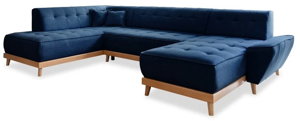 Divano letto a U blu navy, angolo sinistro Dazzling Daisy - Miuform