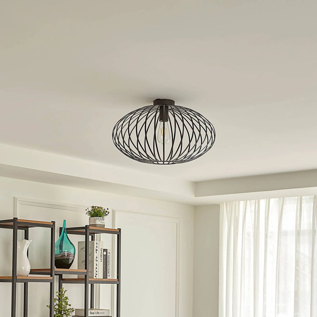 Plafoniera soffitto Maivi Lindby, dimmerabile, Nero, Soggiorno / Sala da pranzo, Metallo, Moderno, Plafoniera