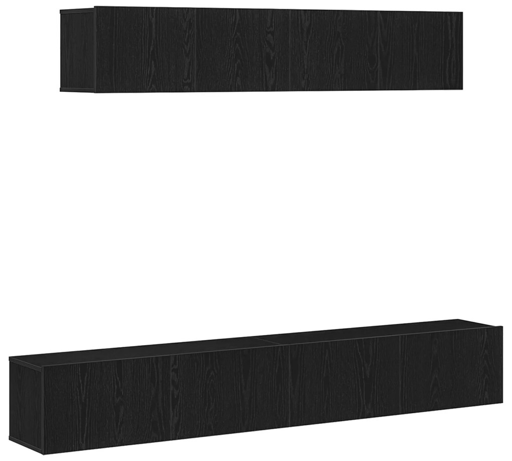 Set di mobile tv a 4 pezzi in legno ingenerizzato nero
