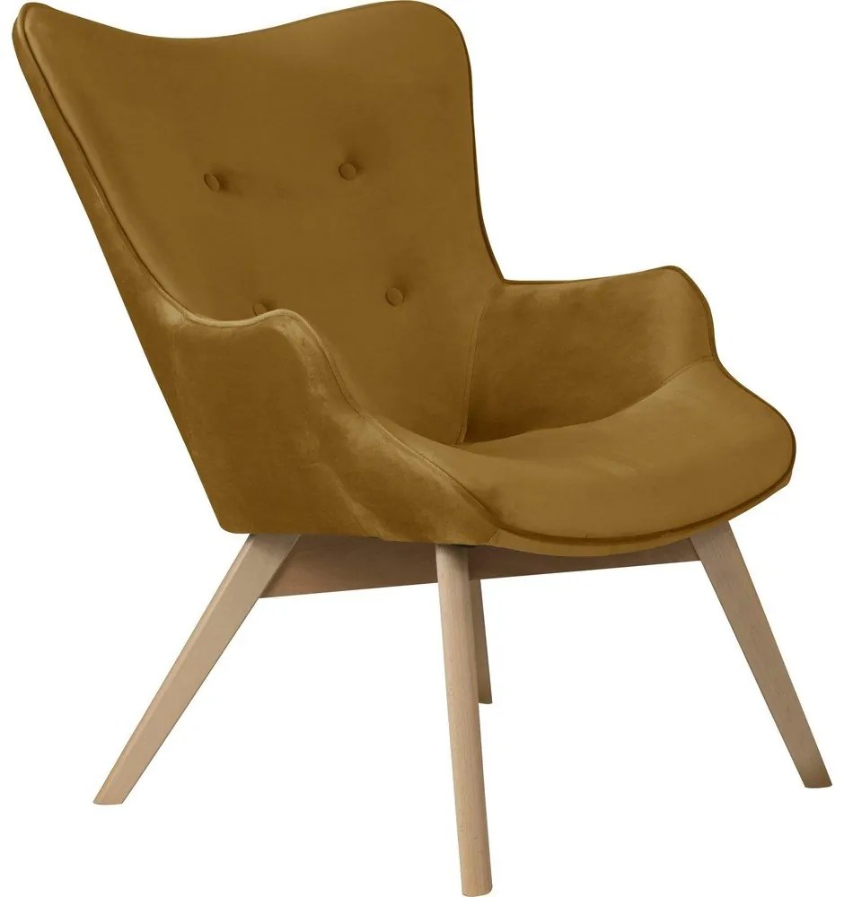 Poltrona color senape con rivestimento in velluto Niko – Ropez