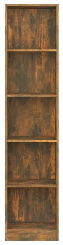 Libreria a 5 ripiani rovere fumo 40x24x175 cm legno multistrato