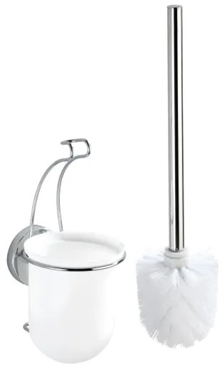 WENKO 20898100-WC spazzola WC VACUUM-LOC MILAZZO 10x34 cm acciaio inox/cromo lucido/bianco