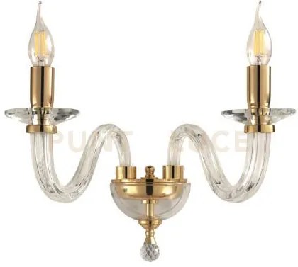 Applique ravel 2 luci cristallo e oro attacco e14 l.37cm
