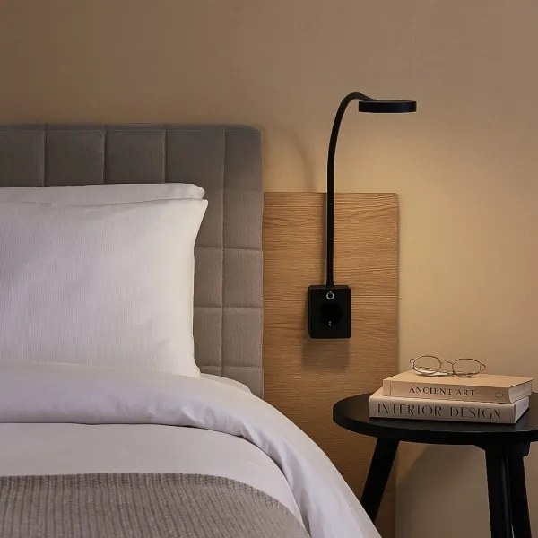 Rabalux 71284 - Lampada da parete LED dimmerabile TIVRO 4W/230V con porta USB da collegare alla presa, nera