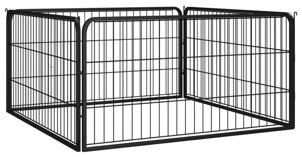 Box Cani A 4 Pannelli Nero 100x50cm Acciaio Verniciato Polvere /