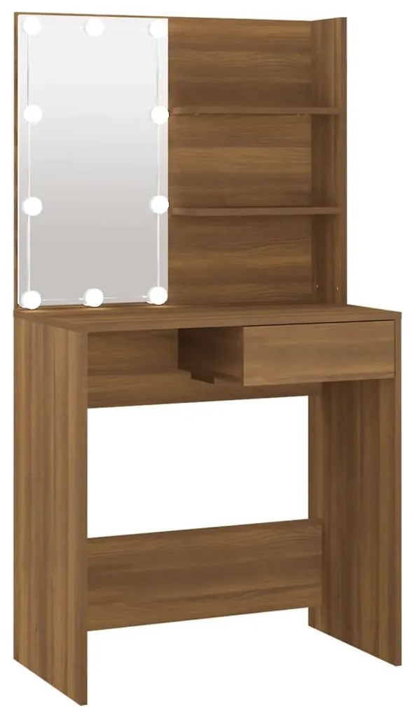 Toeletta con led rovere marrone 74,5x40x141 cm