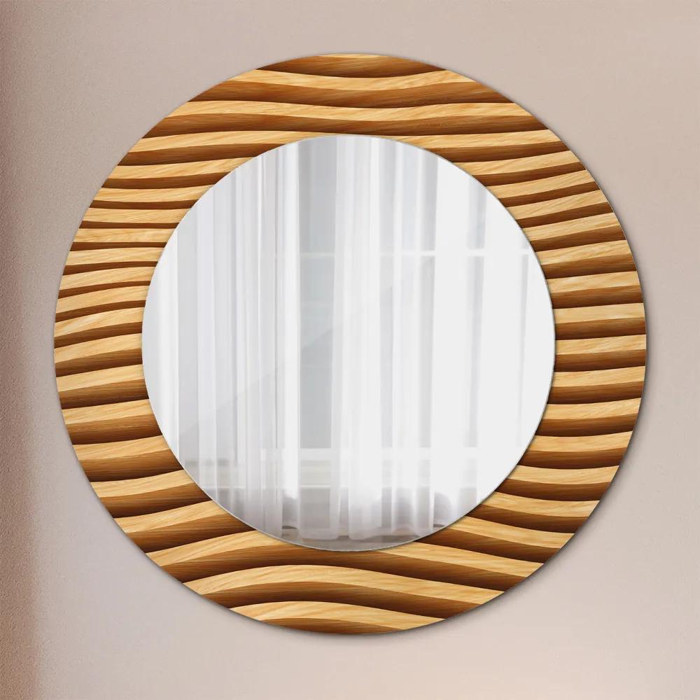 Specchio tondo con decoro Onda di legno fi 50 cm