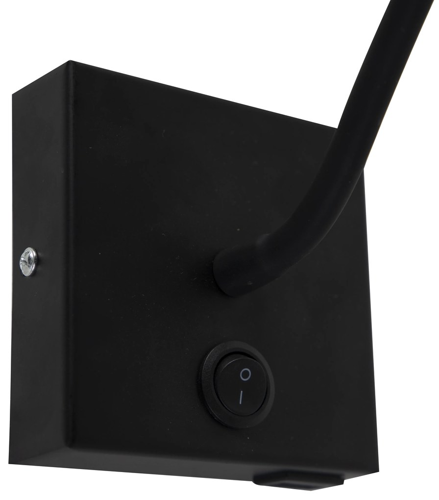 Lampada da parete moderna flessibile USB nera - Zeno