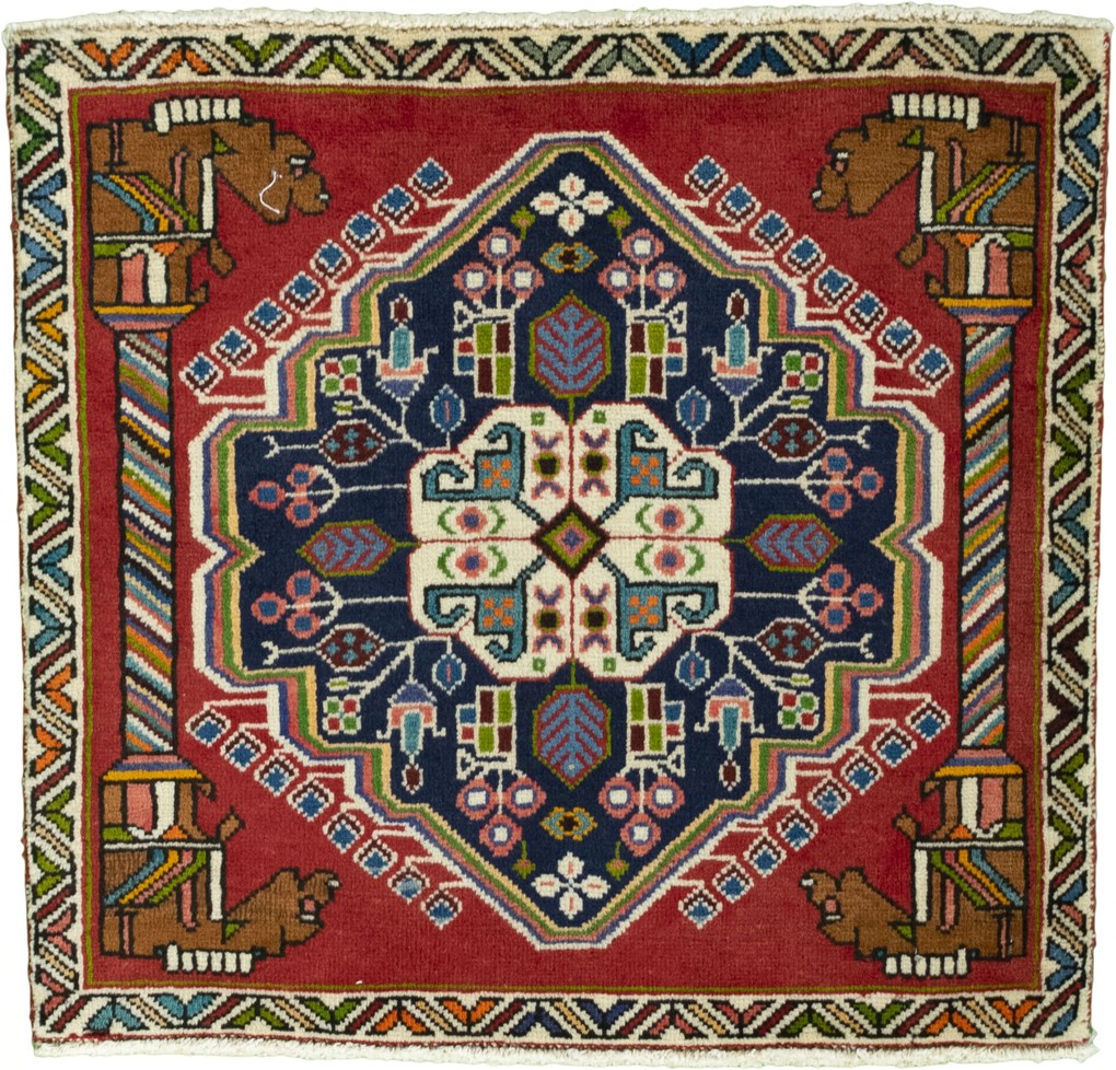 Shiraz Tappeto persiano 60x70 Rosso (Iran) Annodato A Mano