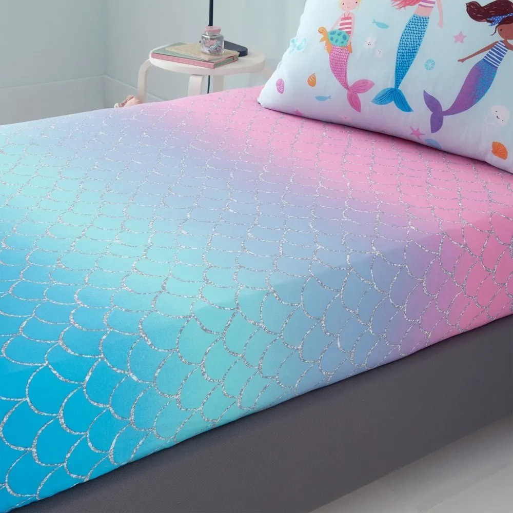 Lenzuolo con angoli per bambini rosa per letto singolo 90x190 cm Mermaid – Catherine Lansfield