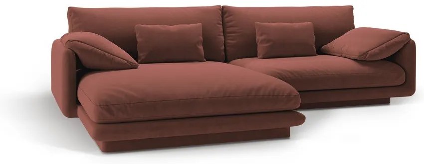 Divano angolare rosa (con penisola a sinistra/con chaise lounge) con rivestimento in velluto Torino – Micadoni