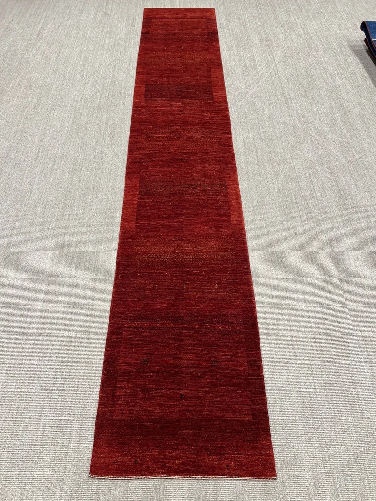 Loribaft Tappeto 460 x 80 Rosso (Iran) Annodato A Mano