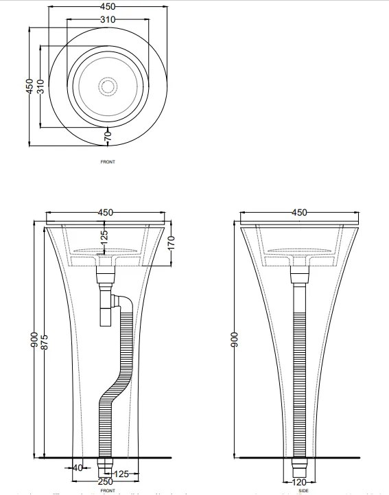 Cielo amedeo lavabo tondo freestanding senza troppopieno in ceramica bianco lucido