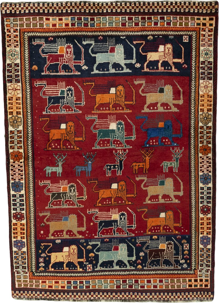 Gabbeh Tappeto 130x190 Rosso (Iran) Annodato A Mano