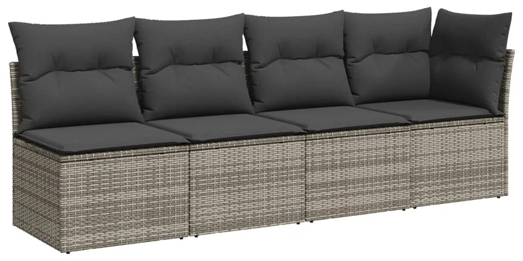 Set divani da giardino 7 pz con cuscini grigio in polyrattan