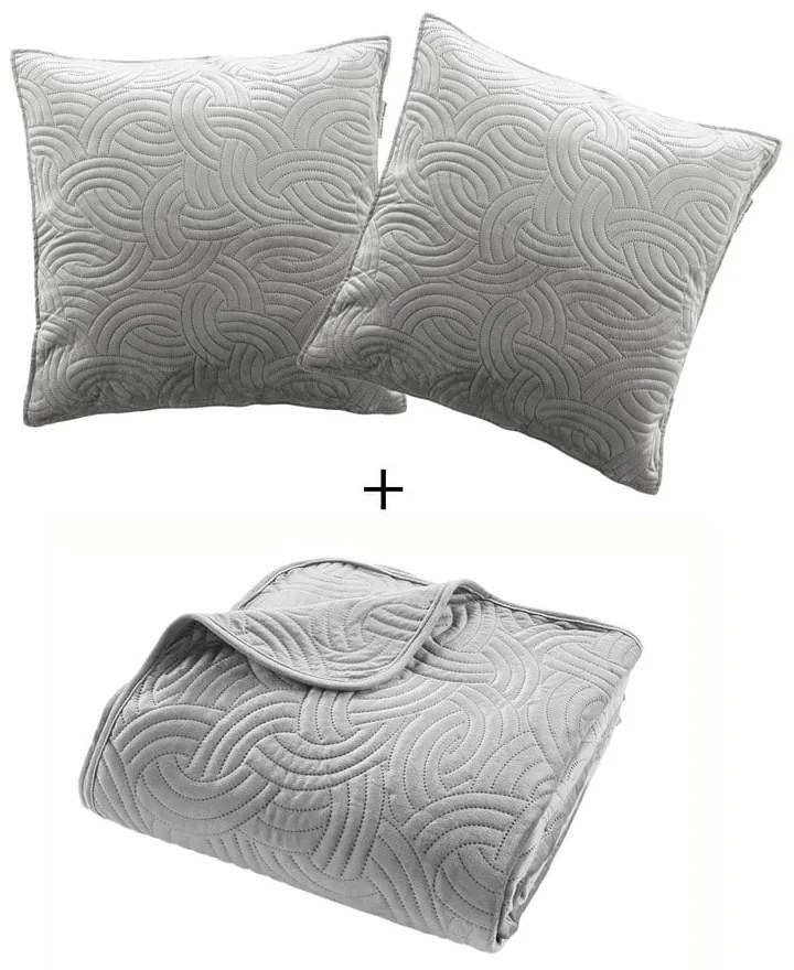 Set con copriletto e federa grigio in velluto 240x260 cm Solange – douceur d'intérieur