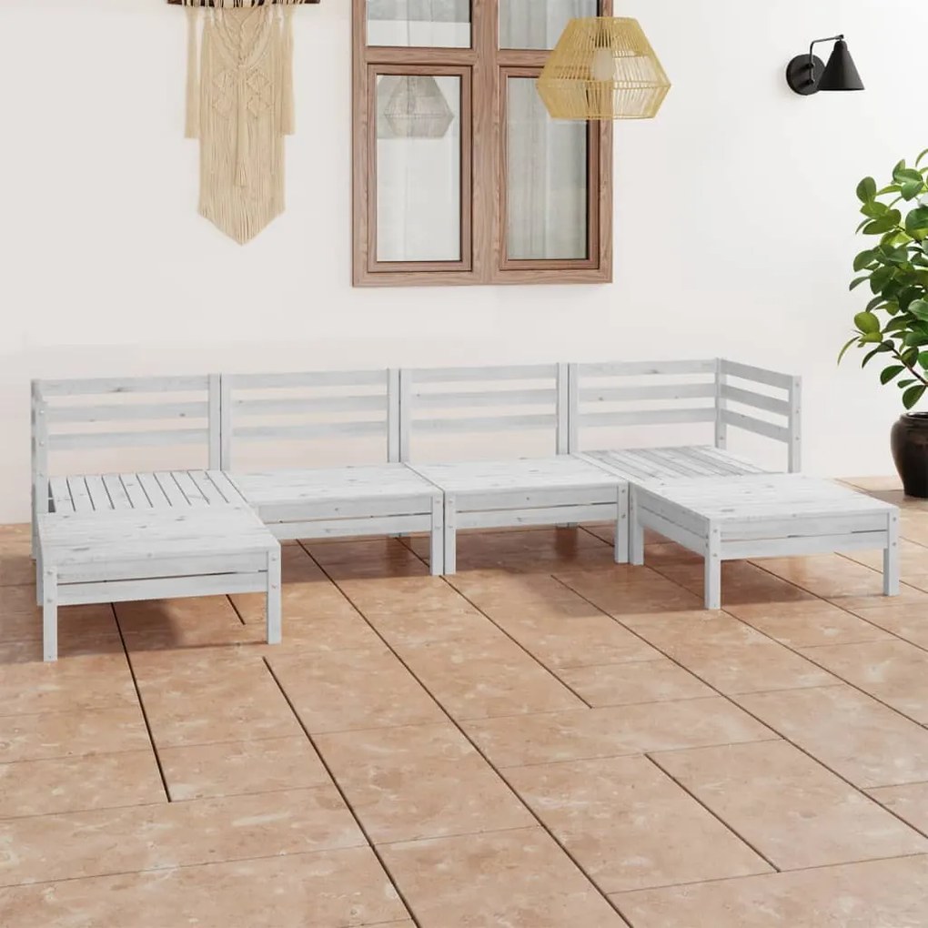 Set salotto da giardino 6 pz in legno massello di pino bianco