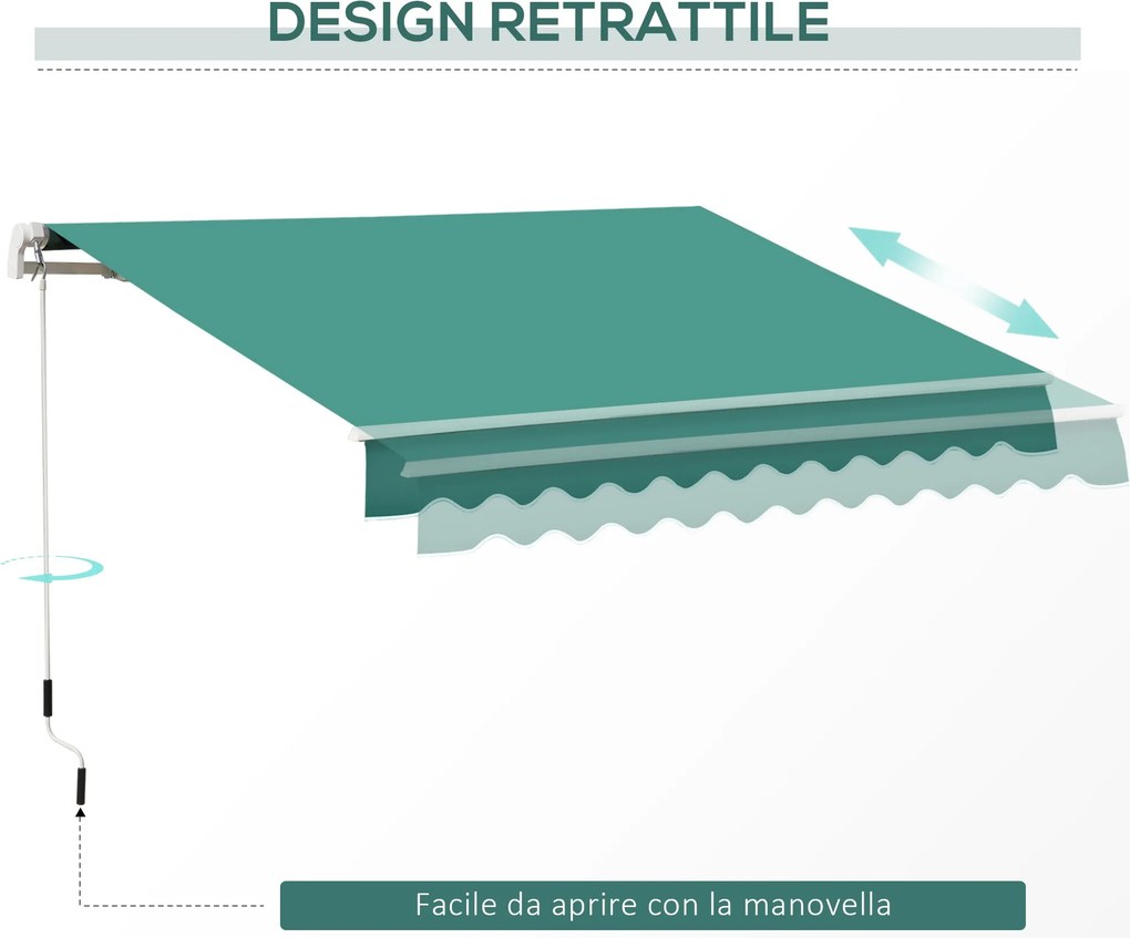 Tenda da Sole Avvolgibile a Parete 3x2.5m Verde Scuro...