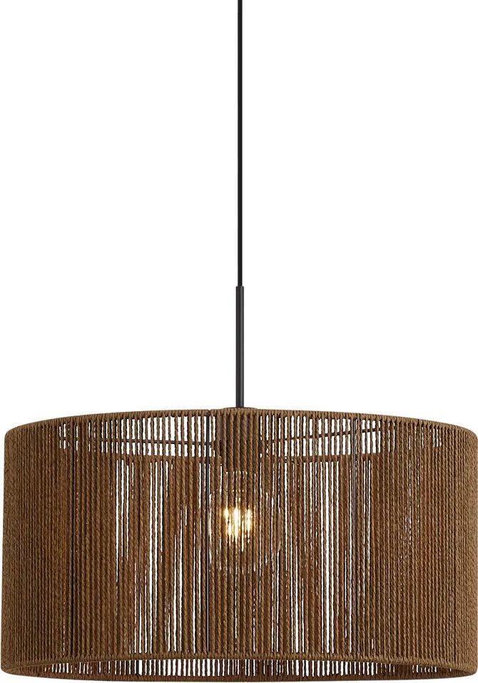 Hanglamp zwart met bruine papieren touw kap 50/50/25 - Combi 1