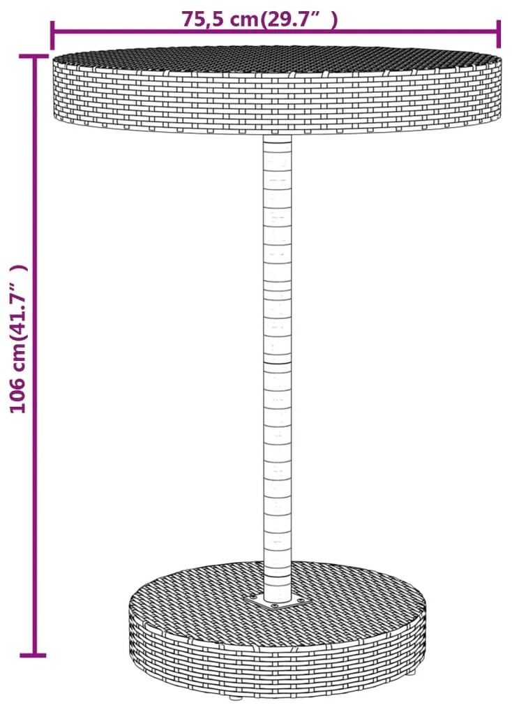 Set Bar Giardino 5 pz Nero Polyrattan e Legno Massello Acacia