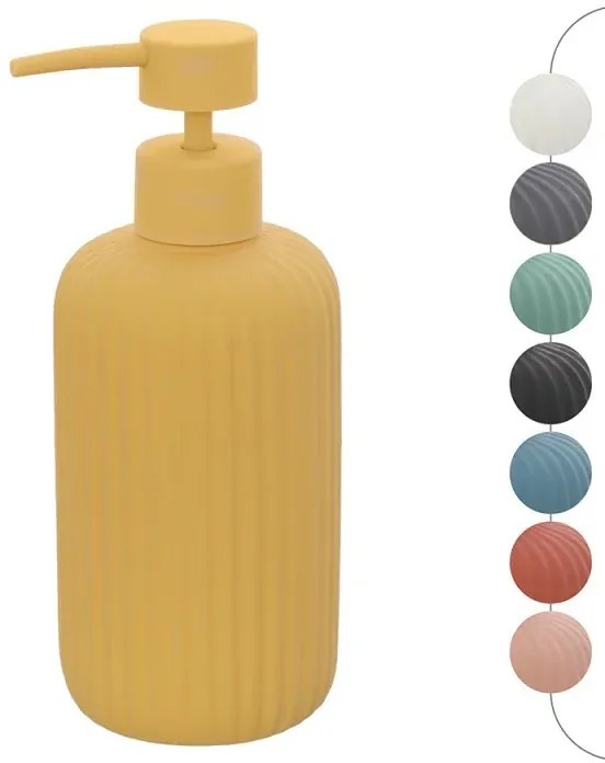 Dispenser sapone giallo in ceramica soft touch capienza 330 ml Spring