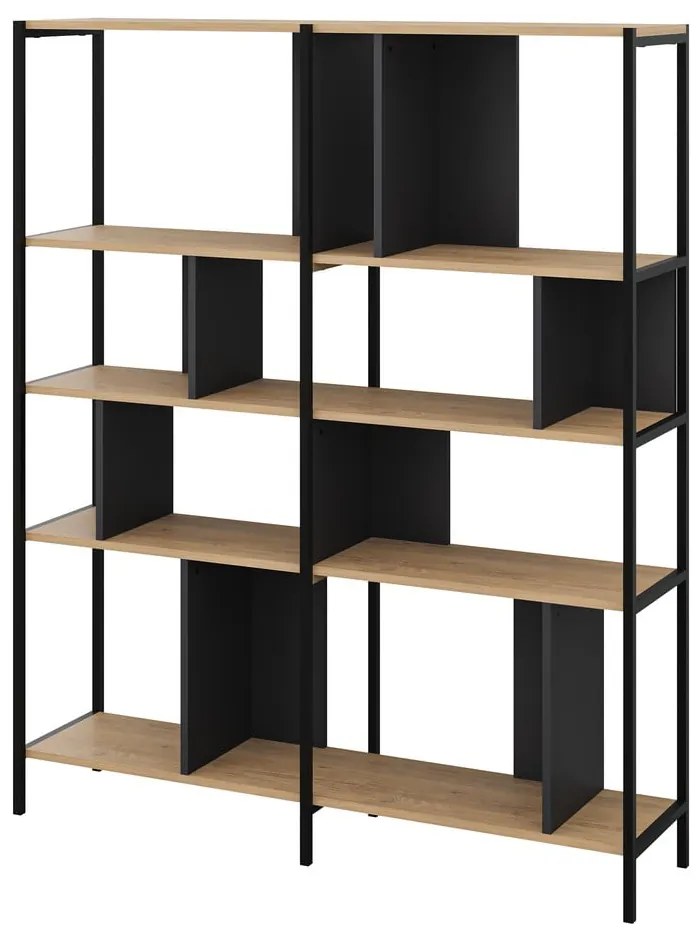 Libreria in rovere decorato in nero-naturale 144x175 cm Alabama - Marckeric