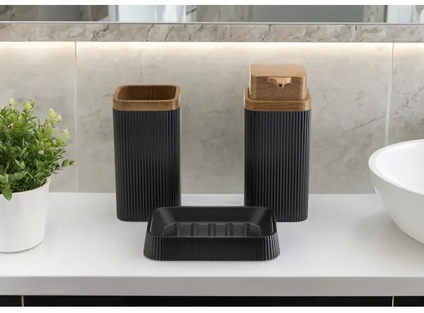 Set da bagno ZOYA 5 pz nero/marrone