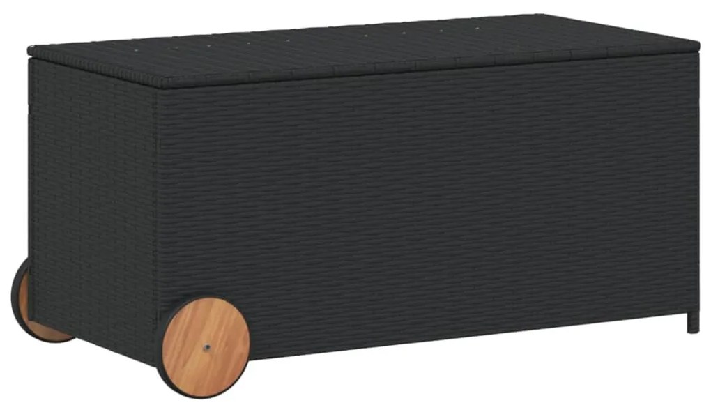 Contenitore da giardino con ruote nero 190l in polyrattan