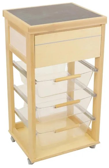 Carrello in legno Naturale con cesti portafrutta in policarbonato LANDHELL