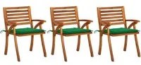 Sedie da Pranzo da Giardino con Cuscini 3 pz Massello di Acacia cod mxl 7068