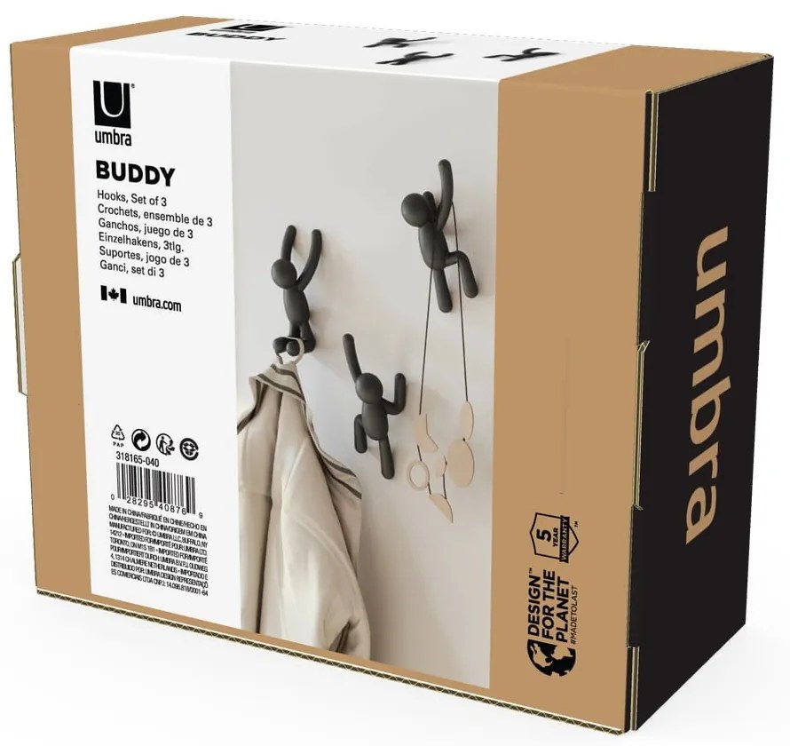 Ganci in plastica da parete in set da 3 Buddy - Umbra
