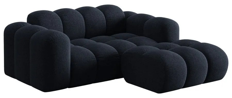 Divano angolare blu scuro (con penisola a destra/con chaise lounge) con rivestimento in ciniglia Treno – Cosmopolitan Design