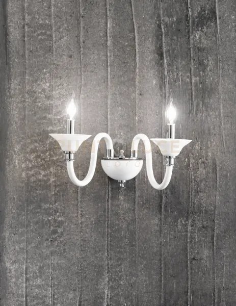 Applique tebe 2 luci bianco e cromo attacco e14 l.35cm