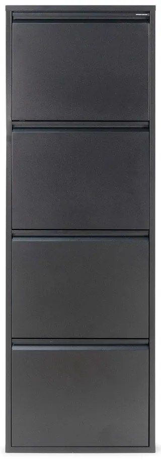 Scarpiera nera in metallo con ante ribaltabili 50x150x22 cm Billy – Spinder Design