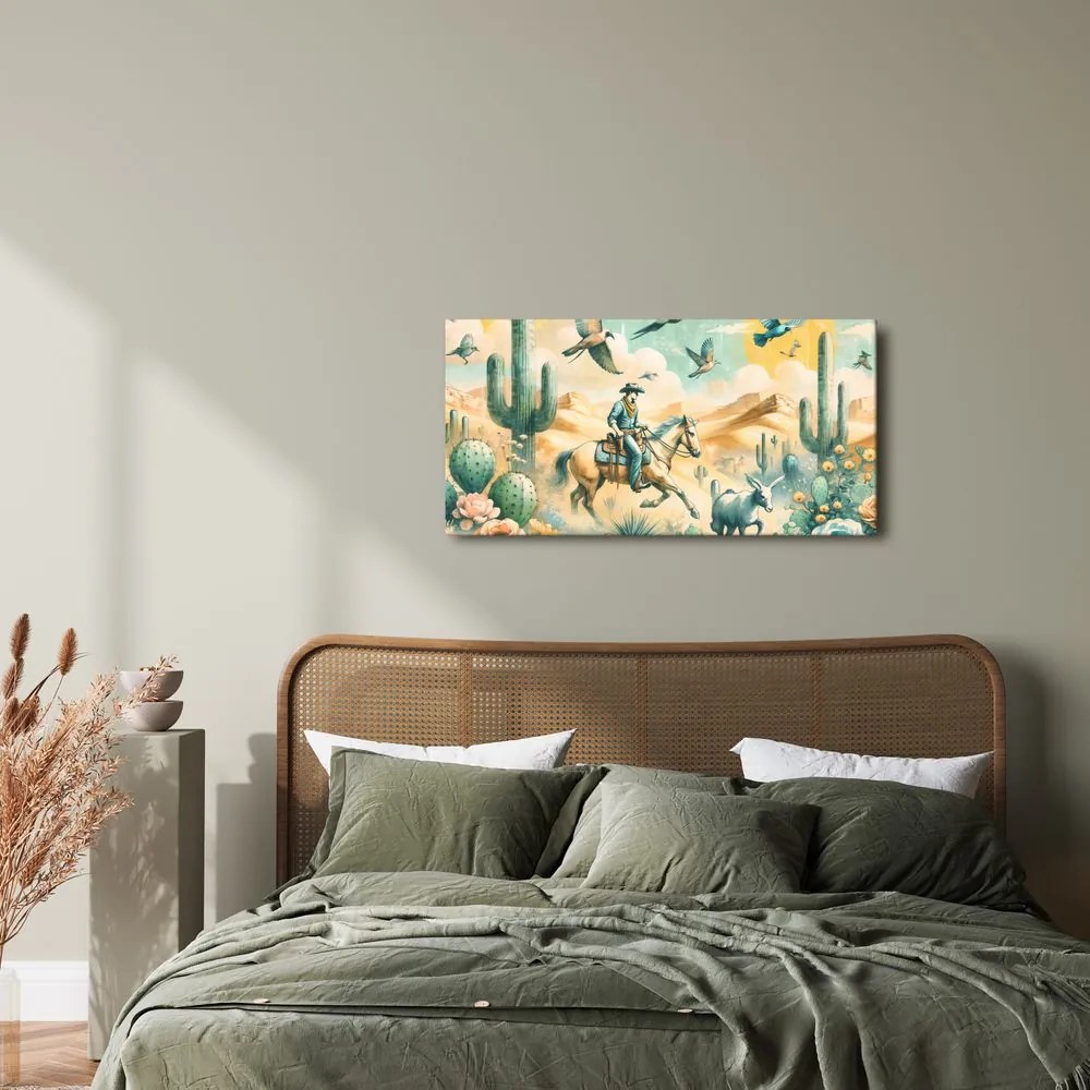 Quadro su tela – Scena western con cavallo