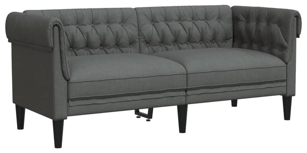 Divano chesterfield a 2 posti grigio scuro in tessuto