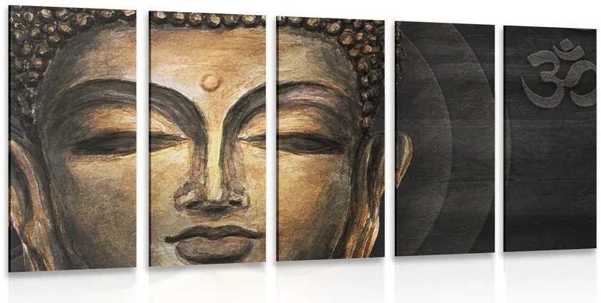 Quadri 5 pezzi – Volto di Buddha