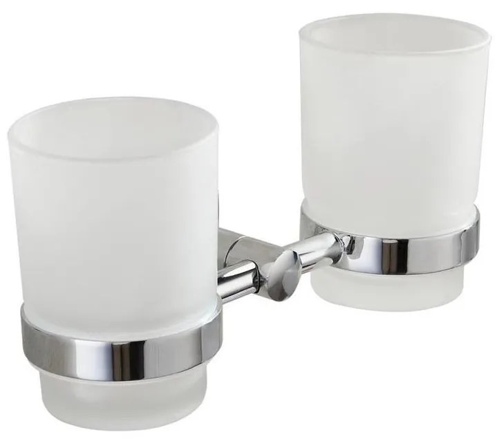 Aqualine - Portaspazzolino a parete SAMBA bianco latte vetro/cromo lucido