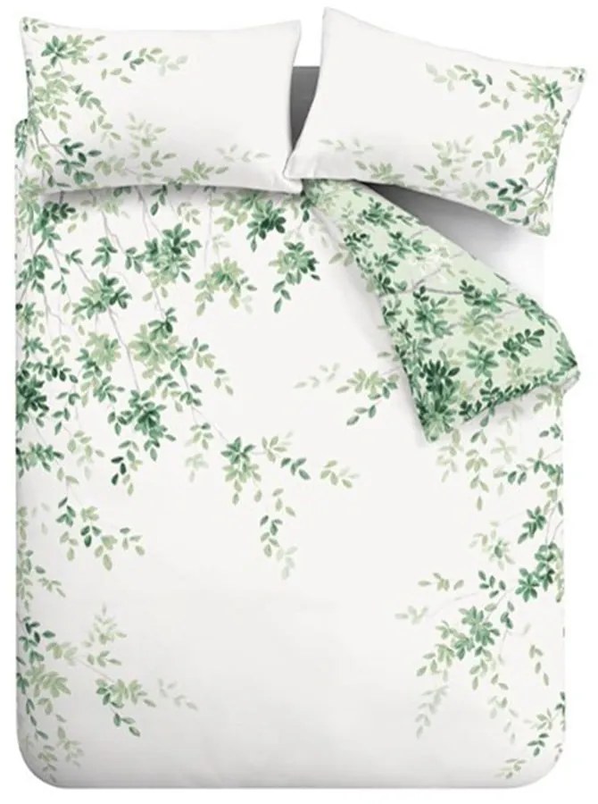 Biancheria da letto bianca/verde in cotone per letto matrimoniale/per letto esteso 230x220 cm Scenic Leaves – RHS