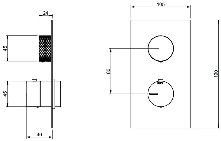 Treemme 22mm miscelatore doccia termostatico senza parte incasso 1 uscite parti esterne inox satinato