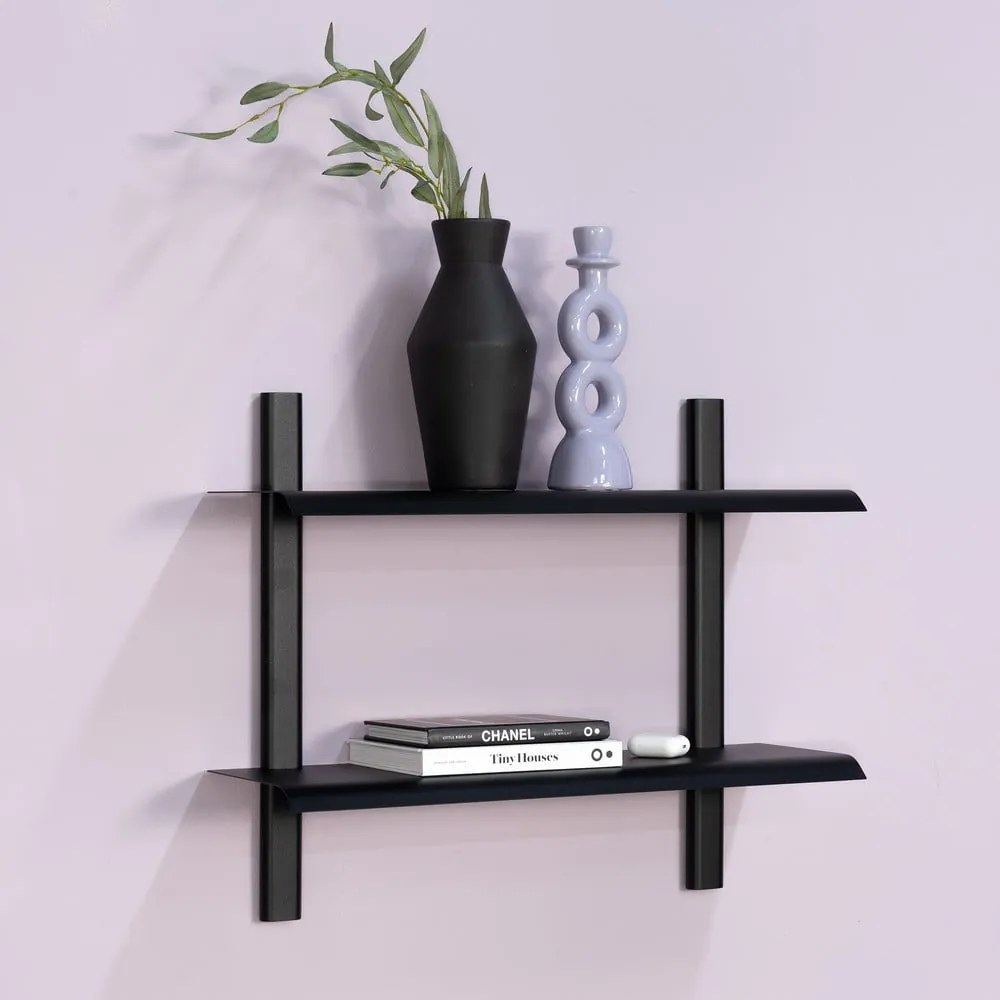 Mensola nera in metallo con ripiani multipli 60 cm Hola – Spinder Design