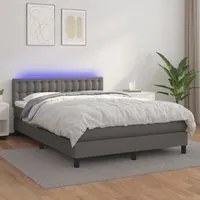 Giroletto Molle con Materasso e LED Grigio 140x200cm Similpelle 3134229