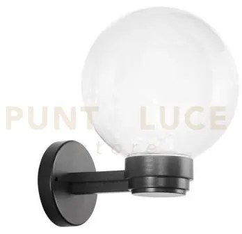 Applique polly trasparente montatura nera1 luce attacco e27 ip44 20...