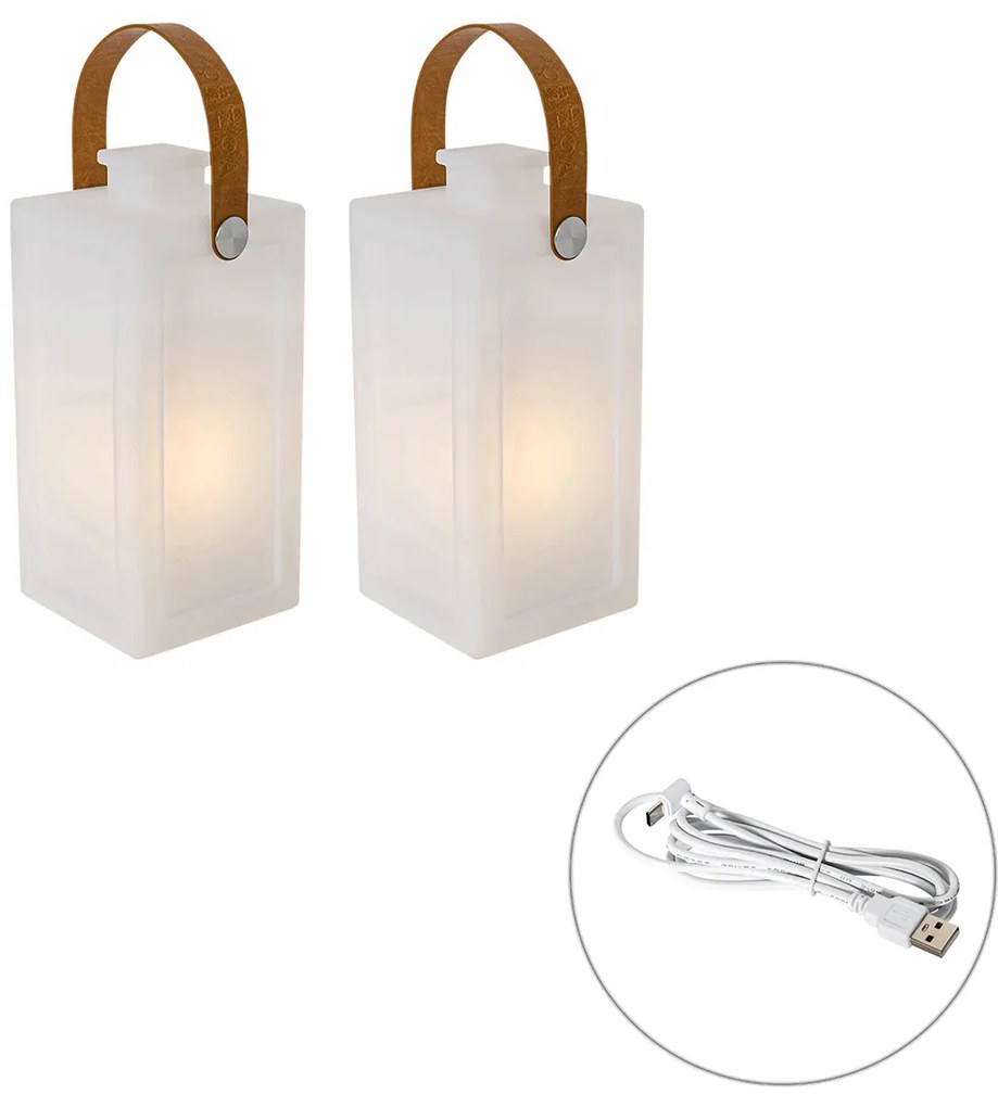 Set di 2 lampade da tavolo bianche effetto fiamma ricaricabili IP44 - Stard