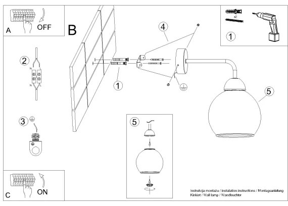 Sollux SL.1139 - Lampada da parete ALINO 1xE27/60W/230V nera