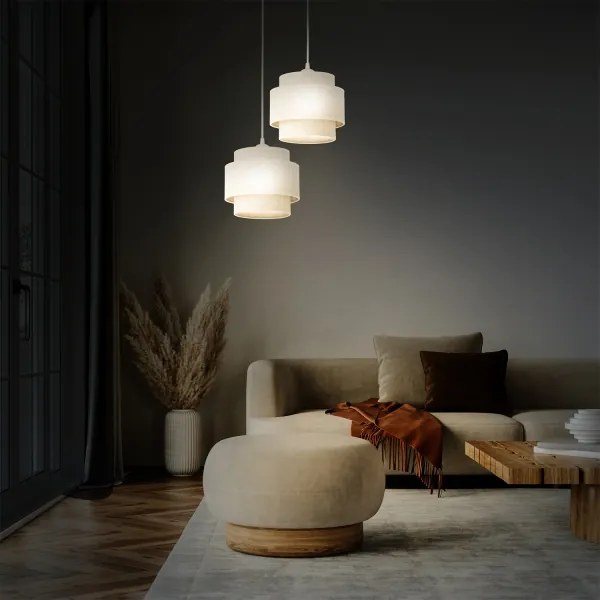 Lampadario a sospensione con cavo BOHO 2xE27/60W/230V bianco
