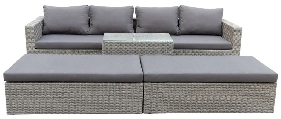 Set da giardino in rattan artificiale grigio per 4 persone Drammen - Bonami Selection