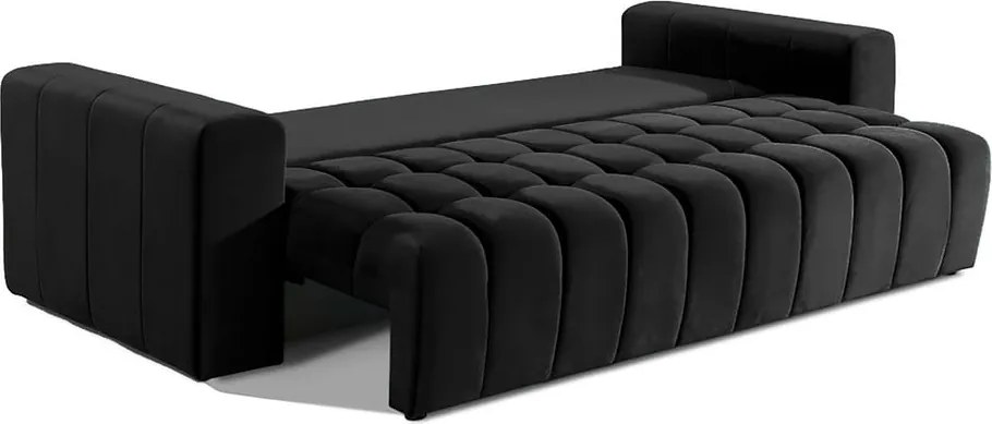 Divano nero allungabile/con contenitore e rivestimento in velluto 247 cm Lazaro – ELTAP